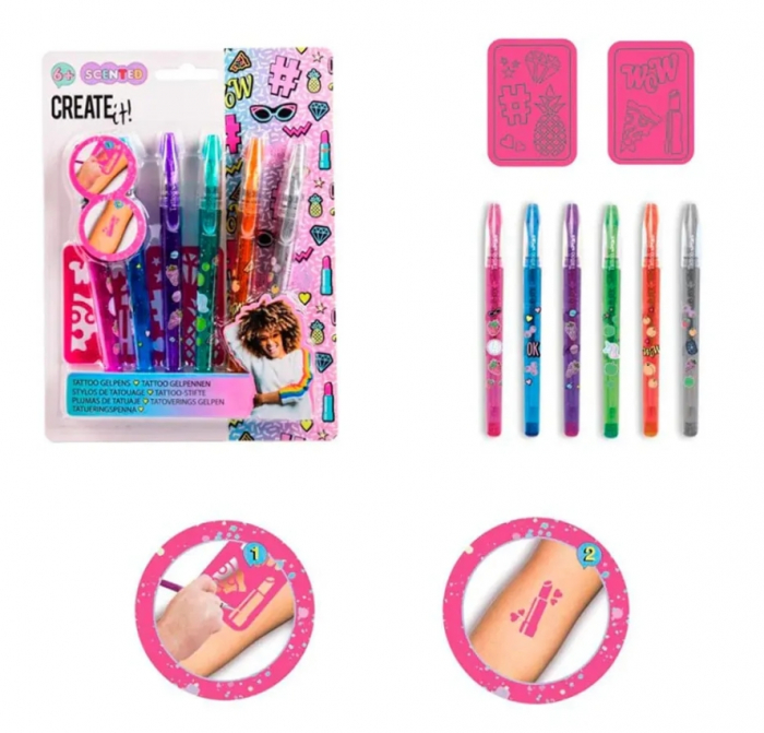 Set 6 pixuri cu gel parfumate pentru tatuaje, Create It!, Multicolor [3]