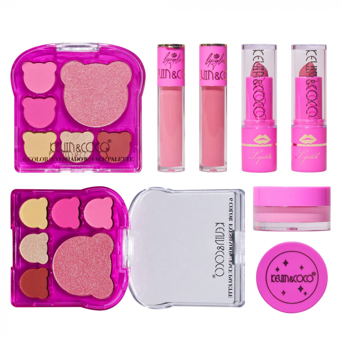 Set 6 Produse de Machiaj, KEVIN &amp; COCO, Pink Bear, 16.2 x 16 x 2.5 cm [1]