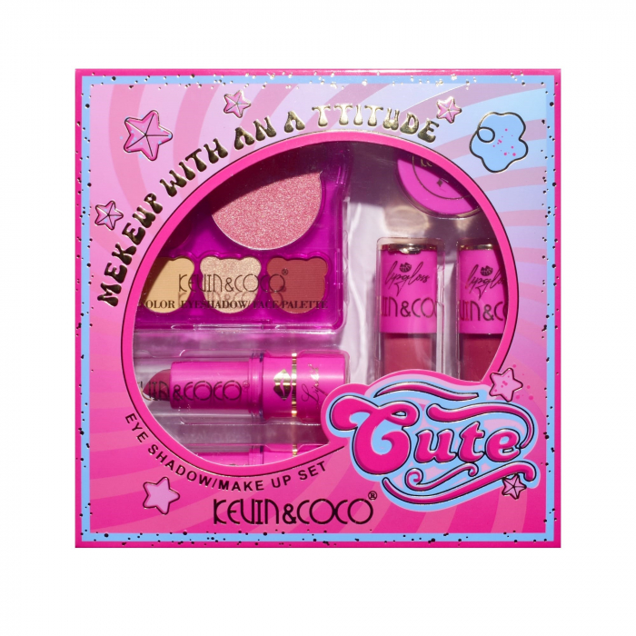 Set 6 Produse de Machiaj, KEVIN &amp; COCO, Pink Bear, 16.2 x 16 x 2.5 cm [10]