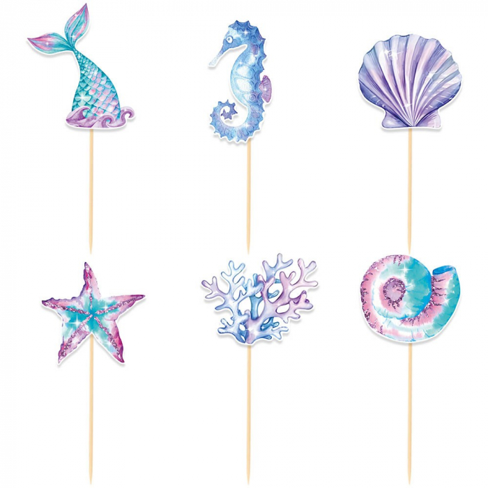 ! LICHIDARE DE STOC ! Set 6 Props-uri pentru Prajituri Sirena, Flippy, Colectia Mermaid, Multicolor [1]