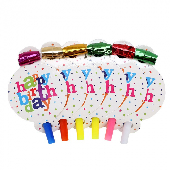 Set 6 Suflatori, Flippy, Colectia Happy Birthday, 19 x 11 cm, din Carton/Plastic/Hartie, Multicolor [1]