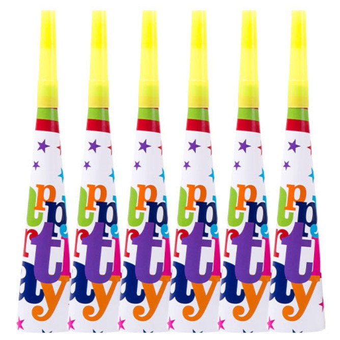Set 6 Trompete Happy Birthday, Flippy, pentru Petrecere, Tematica Aniversare, 18.3x5 cm, Multicolor [1]