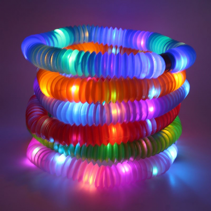 Set 6 Tuburi Antistres, Flippy, cu Lumina LED, Fidget Pop Tube, multicolor [4]