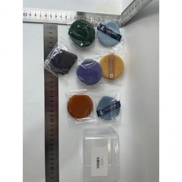 Set 7 Bureti de Machiaj Flippy, Reutilizabili, Utilizare Umeda sau Uscata, Powder Puff, 5.5 x 5.5 x 0.9 cm, Multicolor [17]
