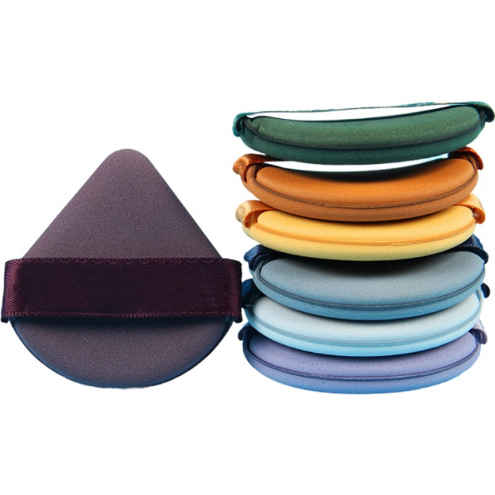 Set 7 Bureti de Machiaj Flippy, Reutilizabili, Utilizare Umeda sau Uscata, Powder Puff, 5.5 x 5.5 x 0.9 cm, Multicolor [1]
