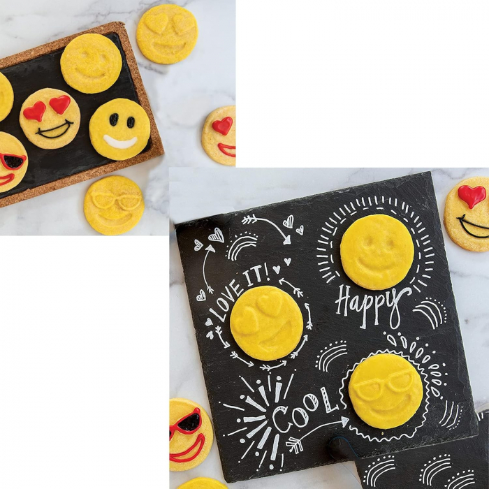 Set 7 Forme de Prajituri, Flippy, Model Emoticoane Smiley Face, Diferite Expresii, 7.7 x 1.5 cm, din PP, Verde [3]