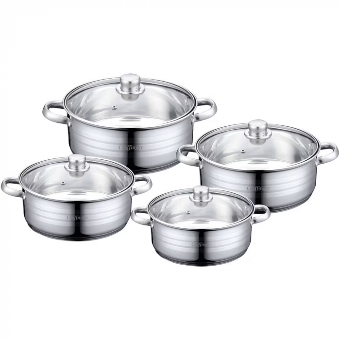 Set 8 piese, cratite cu capac CF-SP07, inox, 24-26-28-30cm/4.5-5.8-7.4-9.2L [1]