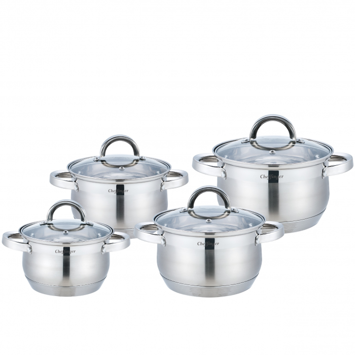Set 8 piese, cratite cu capac CF-SS8, inox, 16-18-20-22cm/2.1-2.9-3.9L-5.1L [1]