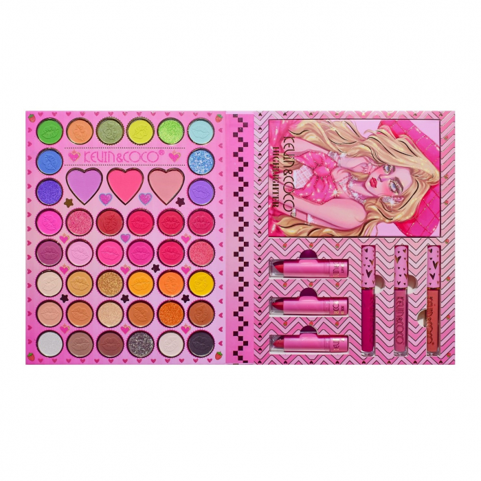 Set 8 Produse de Machiaj, KEVIN &amp; COCO, Butterfly Dream Girl, 49 de culori, 24.7 x 19.7 x 2.7 cm [2]