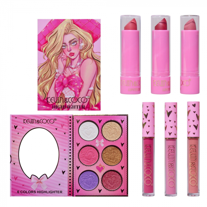 Set 8 Produse de Machiaj, KEVIN &amp; COCO, Butterfly Dream Girl, 49 de culori, 24.7 x 19.7 x 2.7 cm [9]