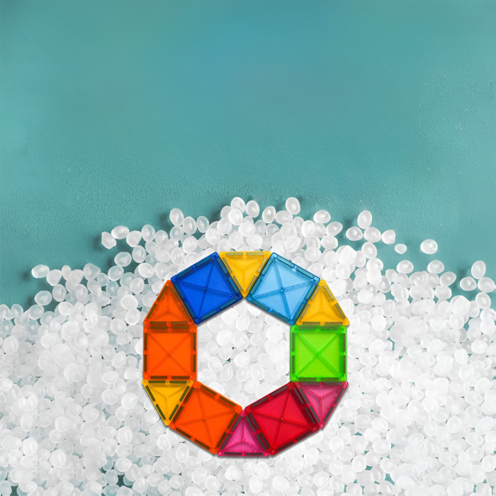 Set 88 Piese Magnetice de Constructie, Flippy, Piese 5.5 cm, Magnetic Tiles, Forme Geometrice, 3 Ani, ABS, Magnet, 27.5 x 21.5 x 17 cm, Multicolor [4]