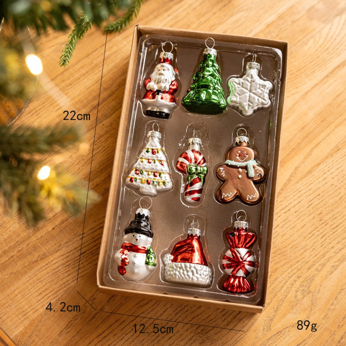 Set 9 Decoratiuni de Craciun, Flippy, pentru Brad, 5 cm, din Sticla, 22 x 12.5 x 4.2 cm, Multicolor [2]