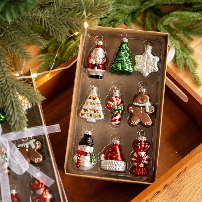 Set 9 Decoratiuni de Craciun, Flippy, pentru Brad, 5 cm, din Sticla, 22 x 12.5 x 4.2 cm, Multicolor [5]