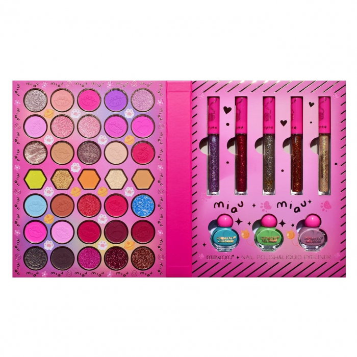 Set 9 Produse de Machiaj, KEVIN &amp; COCO, Cool Girl and Cat, 35 de culori, 21.5 x 16.8 x 3 cm [13]