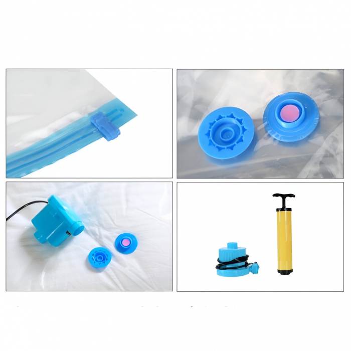 Set 9 Saci de Vidat Haine, Flippy, 3 Marimi Diferite, Vidare prin Vacuum, Reutilizabili, Impermeabili, Pompa Inclusa, Transparent [5]