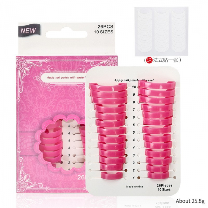 Set Aplicator Unghii, Flippy, 26 Protectii pentru Oja, 10 Dimensiuni, Reutilizabile, 15x2.4x8.8 cm, Roz [1]