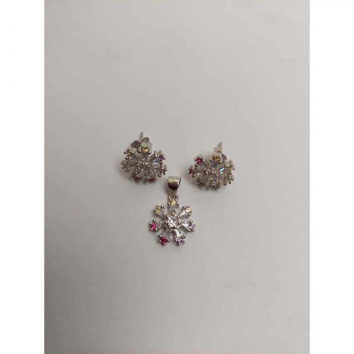 Set Argint 925 Floare cu Margini Colorate, Jolie Silver, 4.4g, 1.5 cm x 1.7 cm [2]