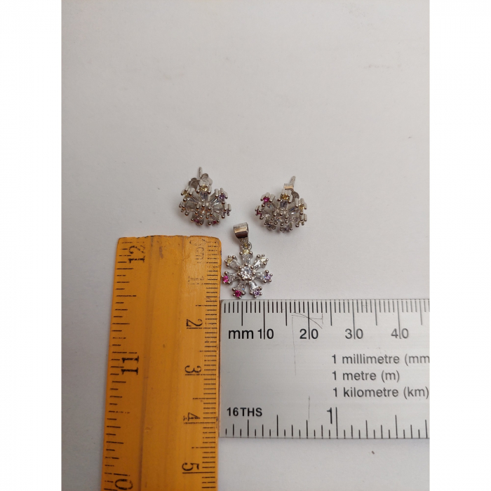 Set Argint 925 Floare cu Margini Colorate, Jolie Silver, 4.4g, 1.5 cm x 1.7 cm [3]