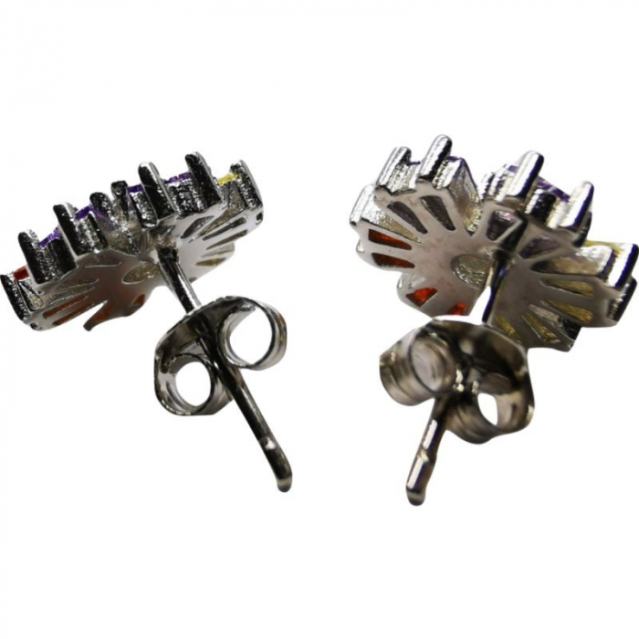 Set Argint 925 Flori Multicolore cu Mijloc Alb Model 1 [2]