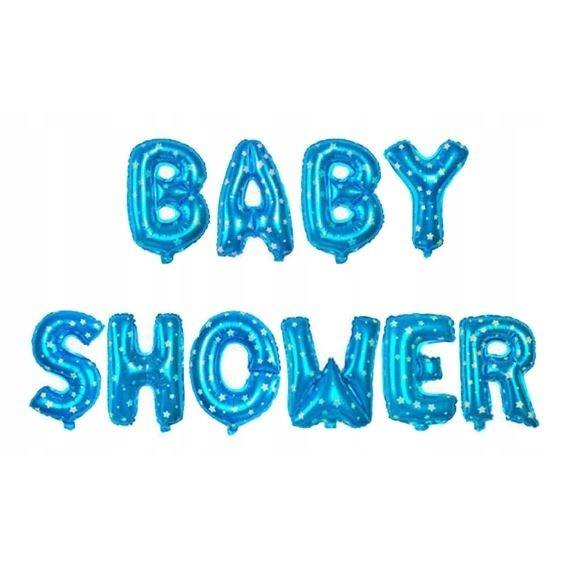 Set Baloane din Folie Metalizata, Flippy, Model Baby Shower, Litere de 40 cm, Baloane Party, Ambalaj Individual, Pai, Ata si Adeziv Incluse, Umflare cu Aer sau Heliu, Albastru [2]