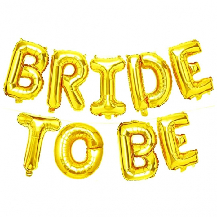 Set Baloane din Folie Metalizata, Flippy, Model Bride to Be, Litere de 40 cm, Baloane Party, Ambalaj Individual, Pai Inclus, Umflare cu Aer sau Heliu, Auriu [5]