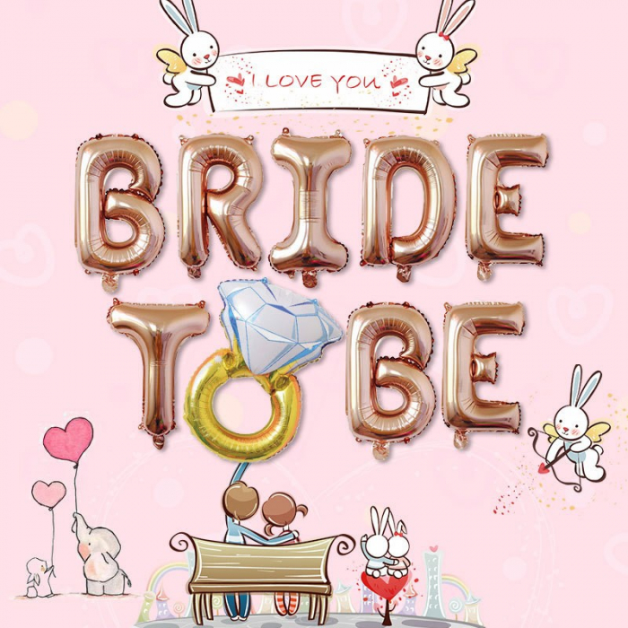 Set Baloane din Folie Metalizată, Flippy, Model Bride To Be, Litere de 40 cm, Baloane Party, Ambalaj Individual, Pai Inclus, Umflare cu Aer sau Heliu, Roz [2]