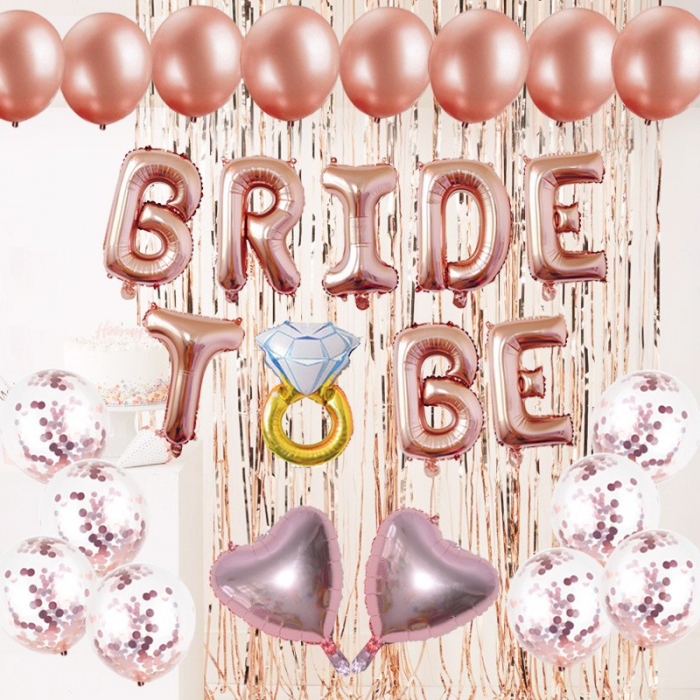 Set Baloane din Folie Metalizată, Flippy, Model Bride To Be, Litere de 40 cm, Baloane Party, Ambalaj Individual, Pai Inclus, Umflare cu Aer sau Heliu, Roz [3]