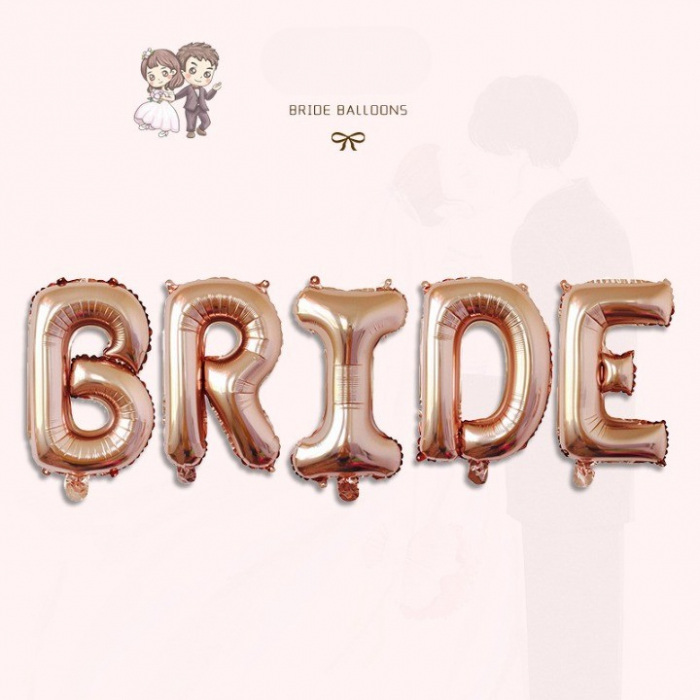 Set Baloane din Folie Metalizata, Flippy, Model Scris Bride, Litere de 100 cm, Tema Iubire, Baloane Party, Ambalaj Individual, Pai Inclus, Umflare cu Aer sau Heliu, Roz [6]