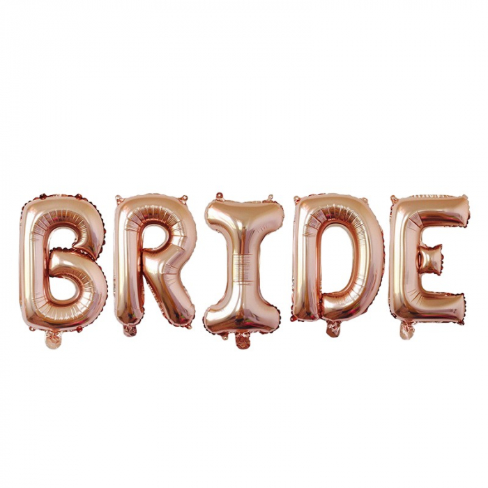 Set Baloane din Folie Metalizata, Flippy, Model Scris Bride, Litere de 100 cm, Tema Iubire, Baloane Party, Ambalaj Individual, Pai Inclus, Umflare cu Aer sau Heliu, Roz [1]