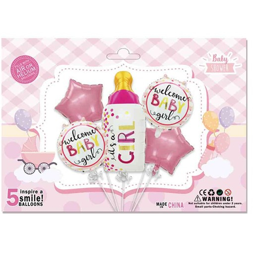 Set baloane it s a girl pentru gender reveal, botez, roz [1]