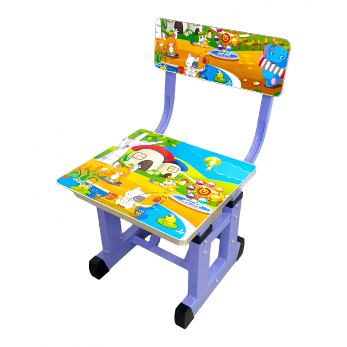 Set birou cu scaunel, albastru, metal si MDF, 69 x 45 cm, reglabil pe inălțime, 3 ani + [6]