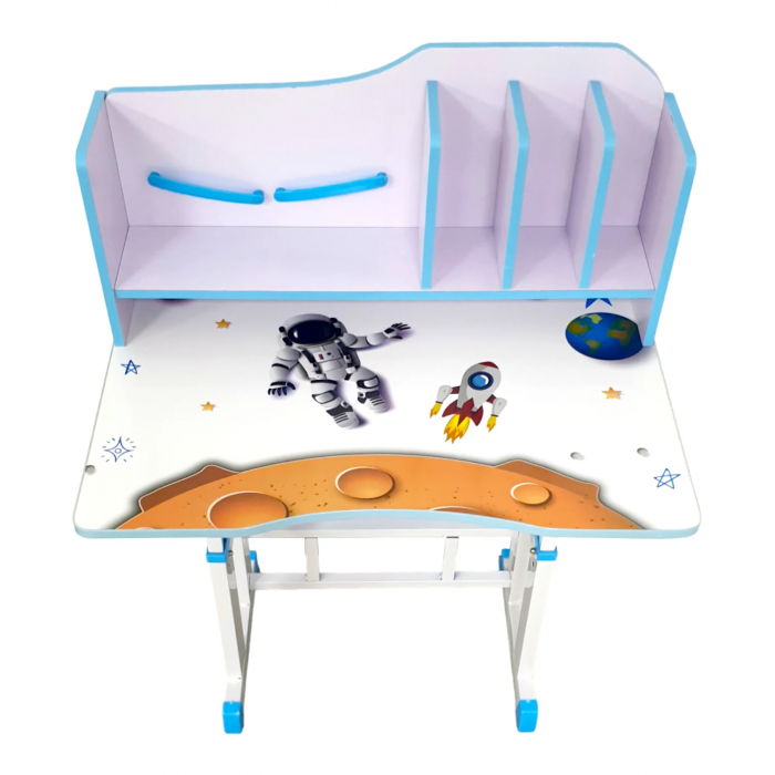 Set birou cu scaunel, alb, metal si MDF, 69 x 45 cm, reglabil pe inălțime, 3 ani + [5]