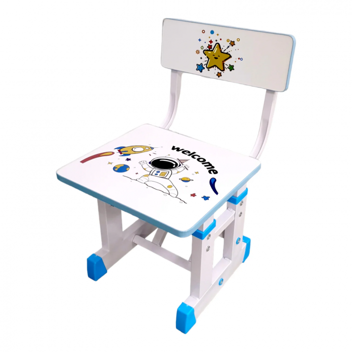 Set birou cu scaunel, alb, metal si MDF, 69 x 45 cm, reglabil pe inălțime, 3 ani + [6]