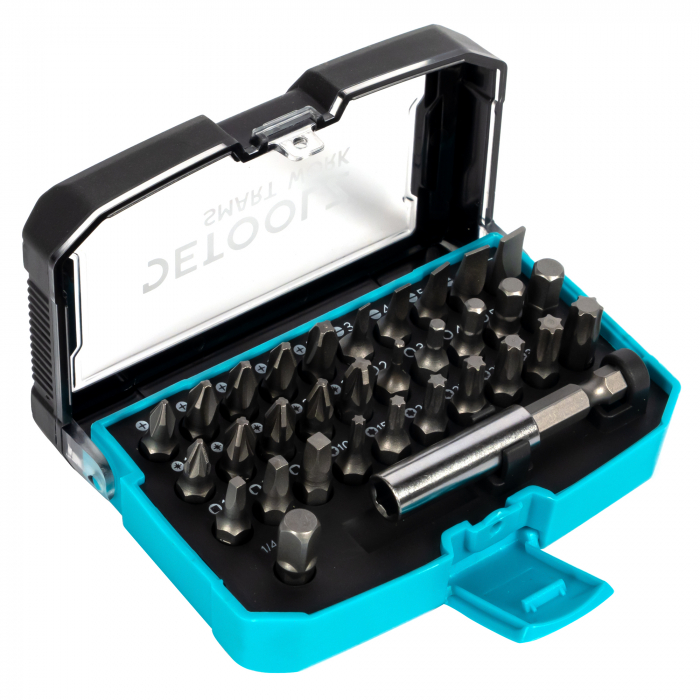 Set biti Detoolz, 32 de piese, cu prelungitor magnetic, material Cr-V [3]