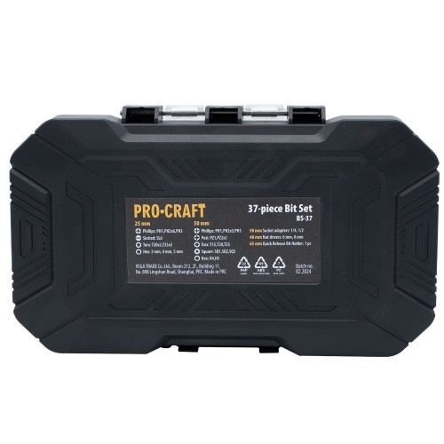 Set biti PROCRAFT BS-37 , 37 piese , biti , adaptoare priza ,chei cu piulita [3]