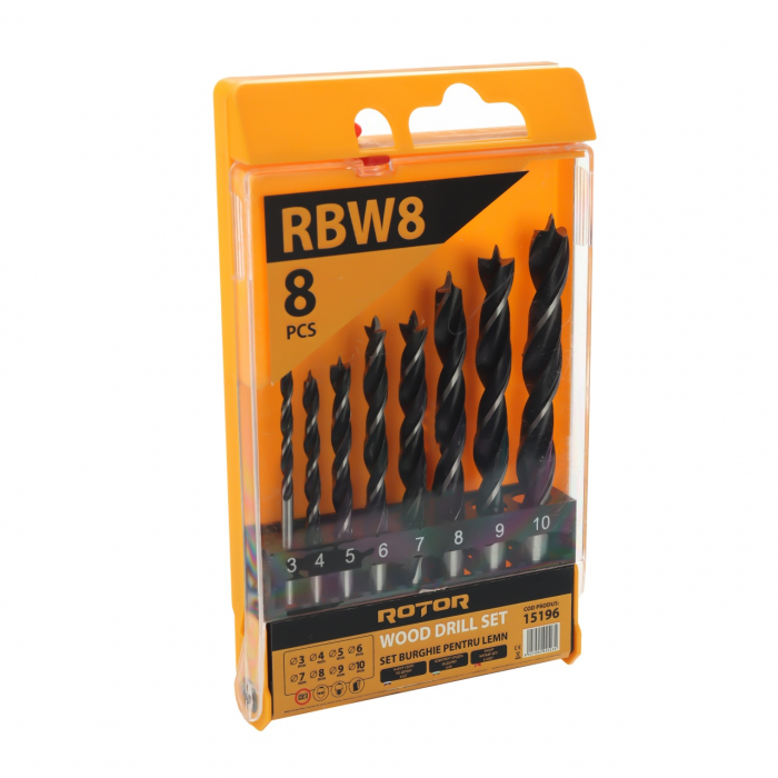 Set burghie pentru lemn, 8 piese ROTOR RBW8 [2]
