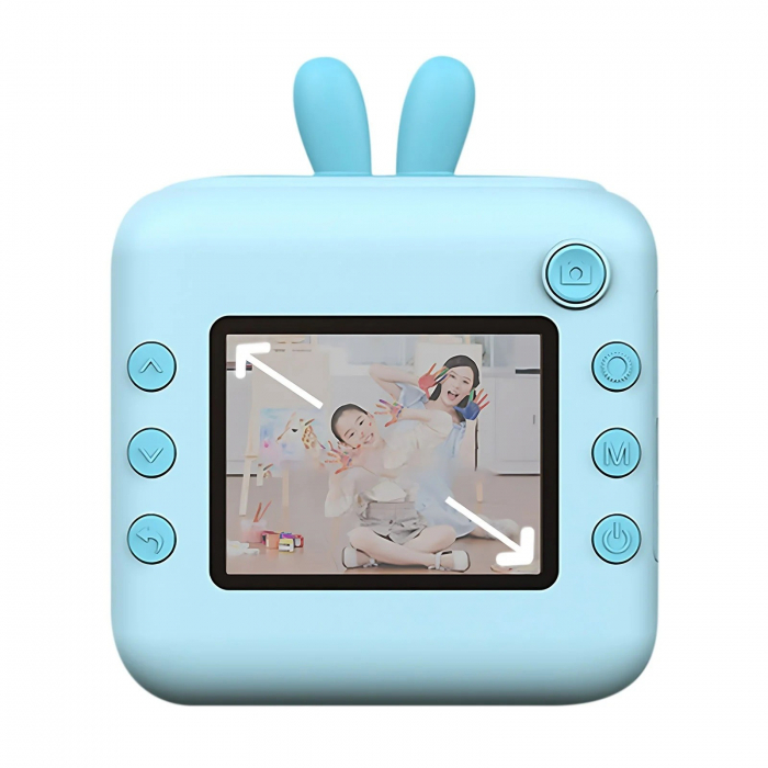 Set Camera Instantanee pentru Copii, Flippy, Ecran HD 2.4'', 24MP, 720P Video, 1200 mAh, cu Functie de Printare Alb-Negru, cablu USB-C, Bluetooth, Compatibil iOS/Android, Imprimare APP, Mode [8]