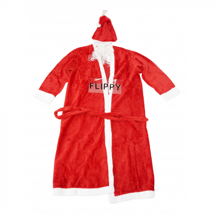 Set Costum de Mos Craciun, Flippy, rosu, pentru adulti, catifea, 4 piese [1]