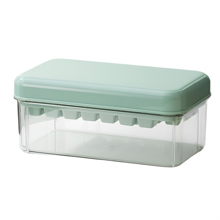 Set Cutie pentru Gheata, Flippy, Uz Casnic, 1 Tavita pentru Cuburi, Capac Etans, Lopata, 23.5x13.3x10 cm, Verde [1]