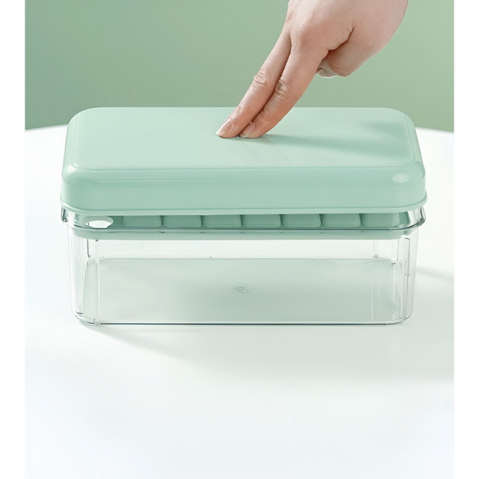 Set Cutie pentru Gheata, Flippy, Uz Casnic, Doua Tavite pentru Cuburi, Capac Etans, Lopata, 23.5x13.3x10 cm, Verde [7]