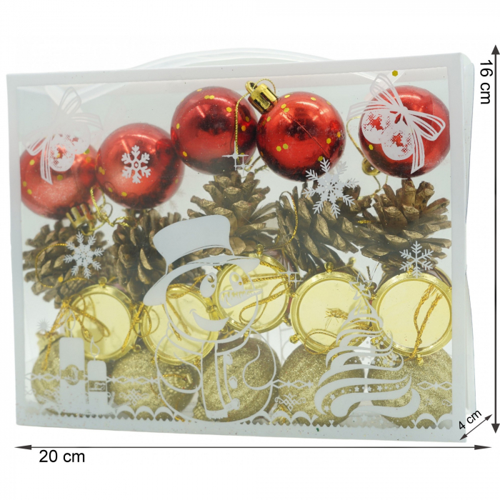 Set de 20 ornamente de brad, Flippy, de tip Glob, Multicolor, din polistiren, cu finisaj sclipitor , cutie  4  cm adancime x 20  cm lungime x 16  cm inaltime [6]