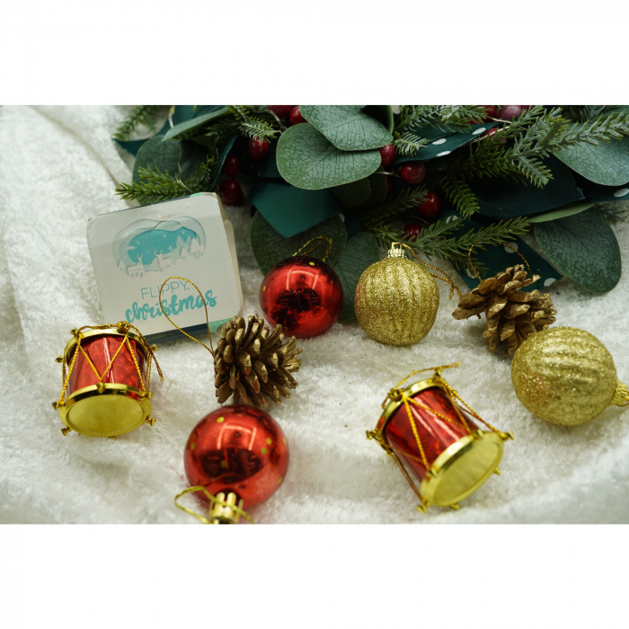 Set de 20 ornamente de brad, Flippy, de tip Glob, Multicolor, din polistiren, cu finisaj sclipitor , cutie  4  cm adancime x 20  cm lungime x 16  cm inaltime [2]