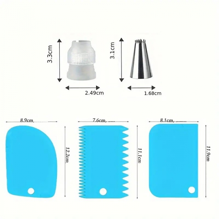 Lichidare Set de 216 Piese de Copt pentru Prajituri, Flippy, 3 Tavi de Copt, Nivelator, Forme Cupcake, Pos pentru Ornat cu 7 Capete, Feliator Tort, din Otel Inoxidabil, Multicolor [9]