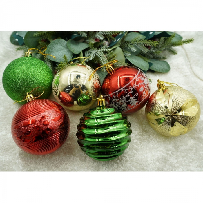 Set de 24 ornamente de brad, Flippy, de tip Glob, Multicolor, cu ø de 8 cm, din plastic, cu finisaj sclipitor , cutie  19  cm lungime x 42  cm inaltime x 19  cm adancime [7]