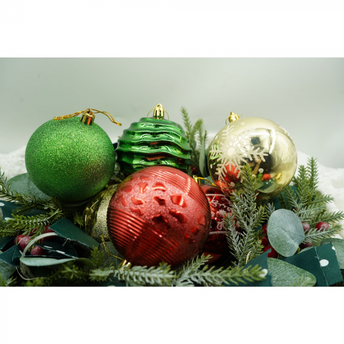 Set de 24 ornamente de brad, Flippy, de tip Glob, Multicolor, cu ø de 8 cm, din plastic, cu finisaj sclipitor , cutie  19  cm lungime x 42  cm inaltime x 19  cm adancime [5]