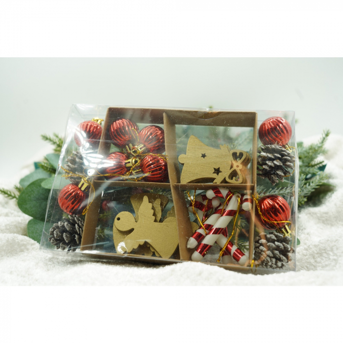 Set de 24 ornamente de brad, Flippy, de tip Glob, Multicolor, din polistiren, cu finisaj sclipitor , cutie  3  cm adancime x 20  cm lungime x 14  cm inaltime [5]