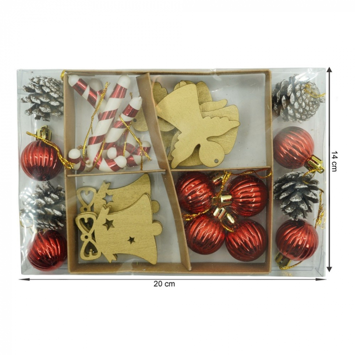 Set de 24 ornamente de brad, Flippy, de tip Glob, Multicolor, din polistiren, cu finisaj sclipitor , cutie  3  cm adancime x 20  cm lungime x 14  cm inaltime [11]