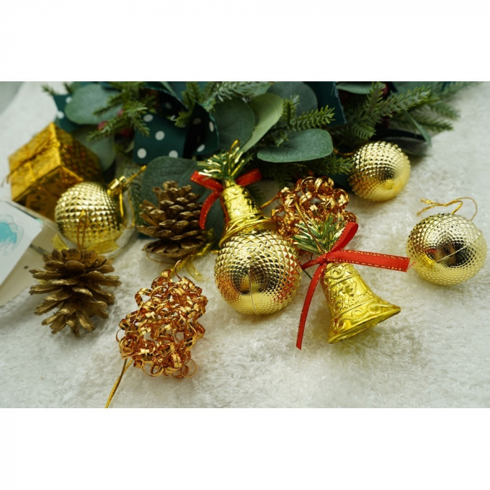 Set de 24 ornamente de brad, Flippy, de tip Glob, Multicolor, din polistiren, cu finisaj sclipitor , cutie  5  cm adancime x 29  cm lungime x 19  cm inaltime [7]