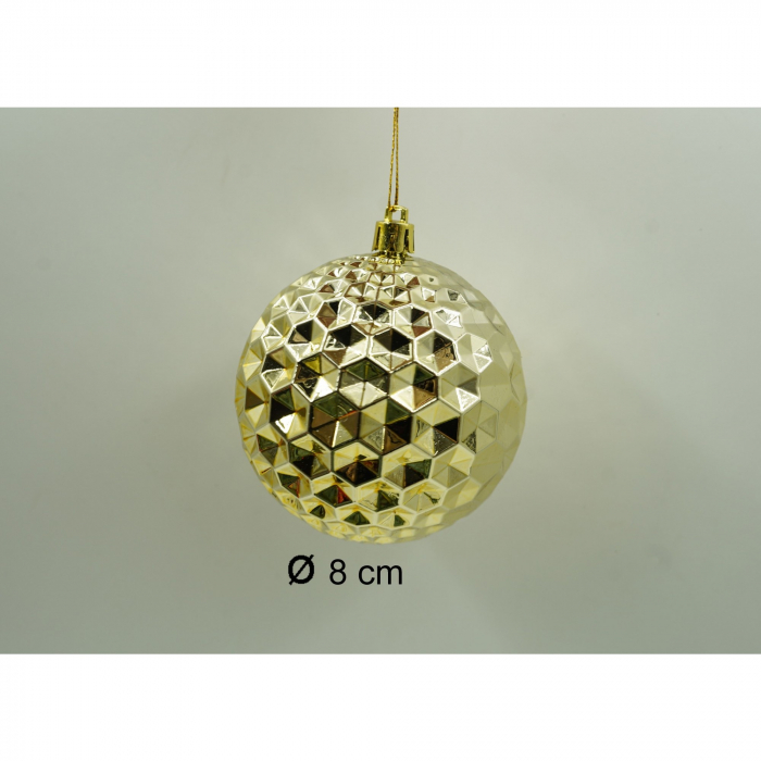 Set de 24 ornamente de brad, Flippy, de tip Glob, Rosu/ Auriu, cu ø de 8 cm, din plastic, cu finisaj sclipitor , cutie  19  cm lungime x 42  cm inaltime x 19  cm adancime [6]