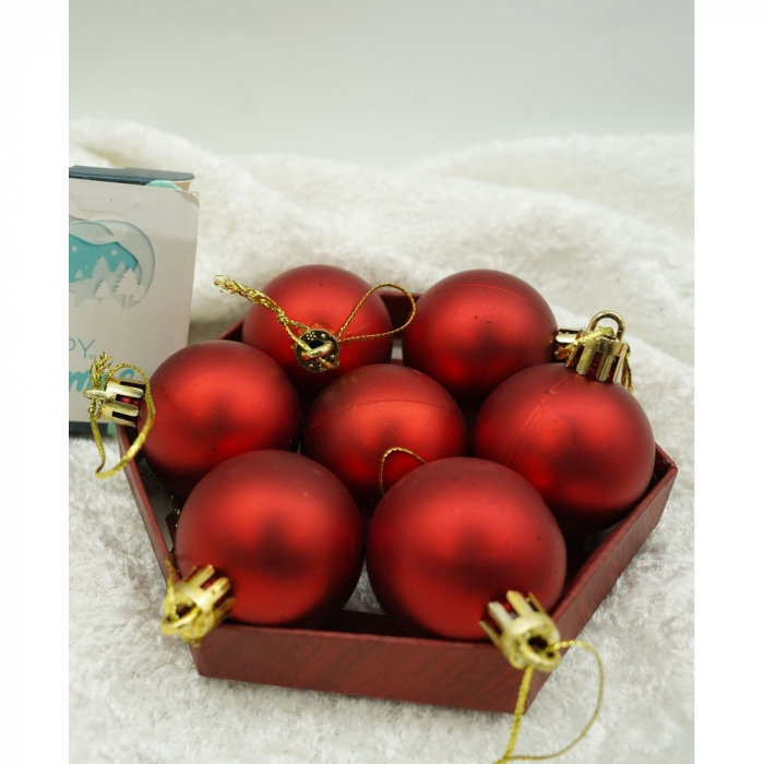 Set de 35 ornamente de brad, Flippy, de tip Glob, Rosu, din polistiren, cu finisaj sclipitor , cutie  11  cm adancime x 19  cm inaltime x 11  cm lungime) [10]